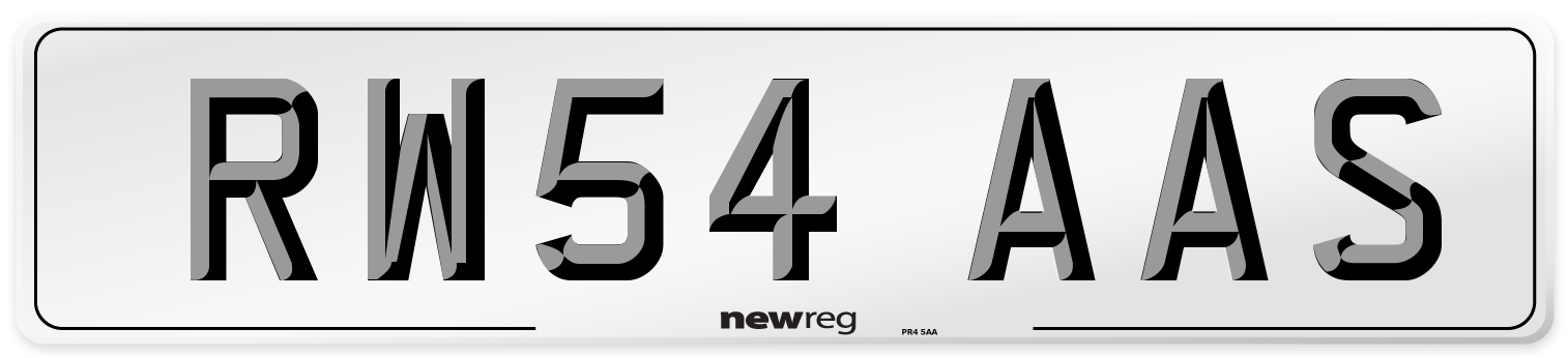 RW54 AAS Number Plate from New Reg
